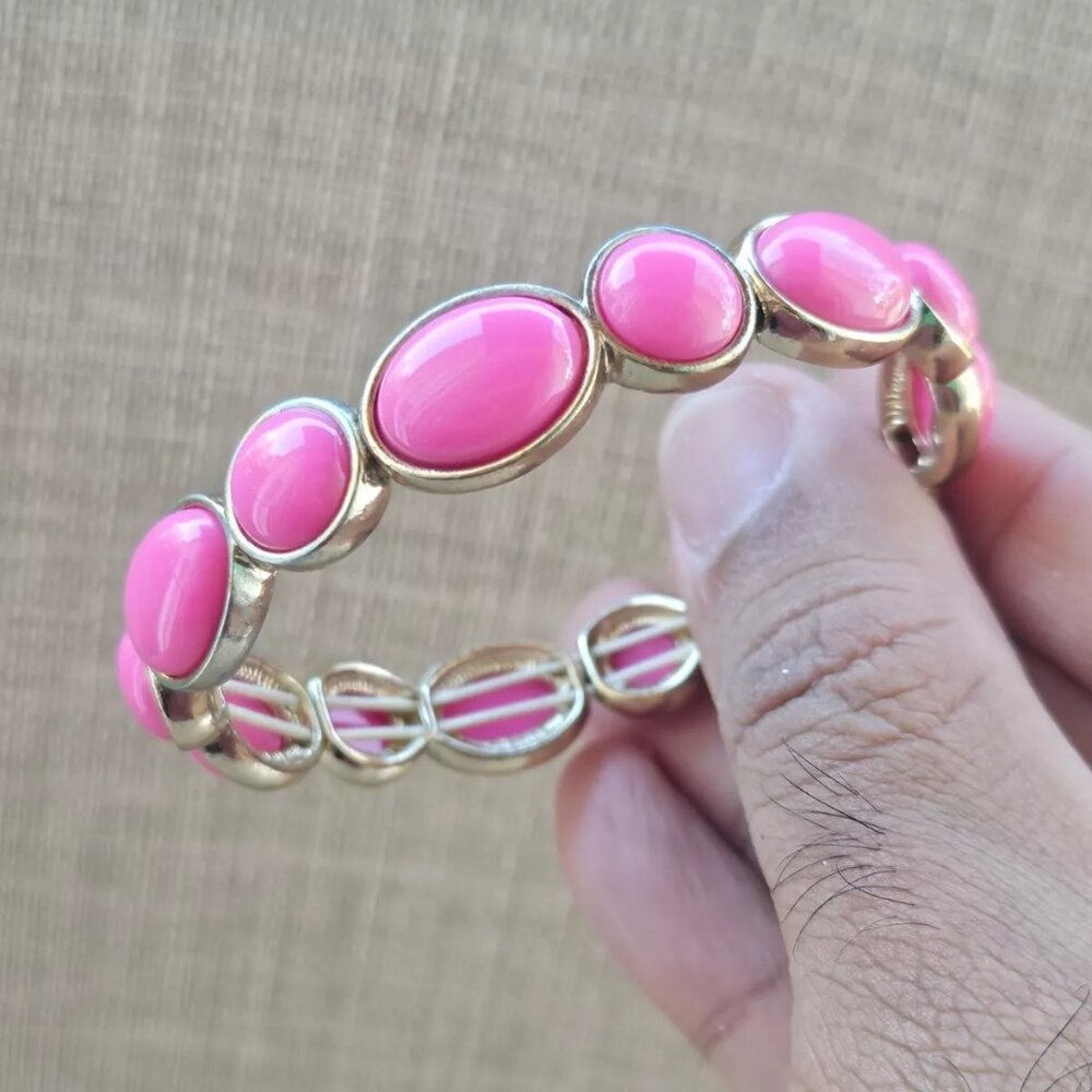 Lot of 2 Bracelet Fashion Jewelry Red/Silver Pink/Gold Wrist Band Adjustable